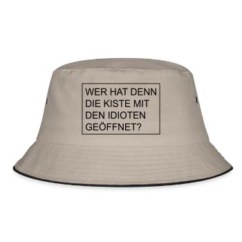 Kiste mit Idioten - Bucket Hat - Khaki/Schwarz - Vorne