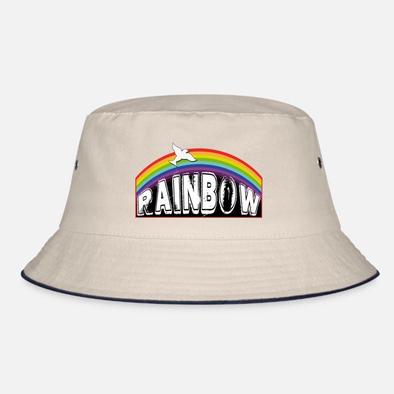 RAINBOW lettering with pigeon Bucket Hat