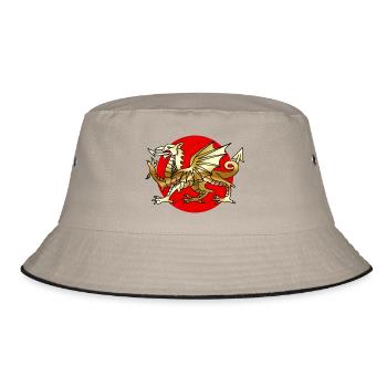 Walisischer Drache, Wales-Drache, England - Bucket Hat - Khaki/Schwarz - Vorne