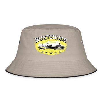 Buxtehude - Stadt Silhouette /Hase und Igel - Bucket Hat - Khaki/Schwarz - Vorne