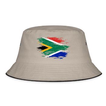 Südafrika Flagge used - Bucket Hat - Khaki/Schwarz - Vorne