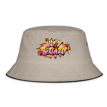 GRAFFITI HAPPY BIRTHDAY ORANGE - Bucket Hat - khaki/black - Front