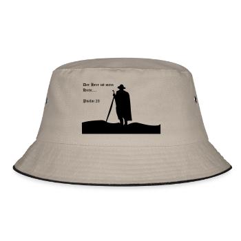 Der Herr ist mein Hirte - Bucket Hat - Khaki/Schwarz - Vorne