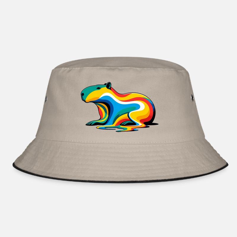 Melting Rainbow Capybara Bucket Hat