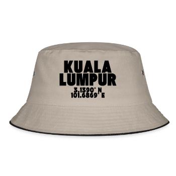 Kuala Lumpur - Design mit Koordinaten - Bucket Hat - Khaki/Schwarz - Vorne