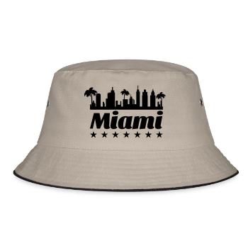 Miami Usa Skyline - Bucket Hat - Khaki/Schwarz - Vorne