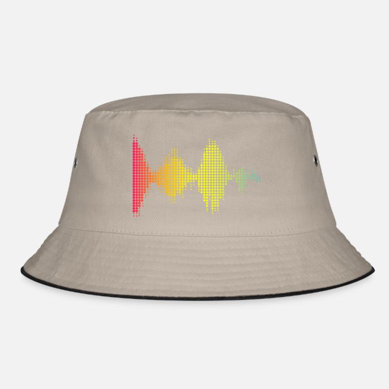 Farbige Schallwellen Muster - Bucket Hat - Khaki/Schwarz