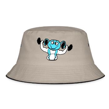 Caterpillar Bodybuilder Muscle Building Strong Fitness Gym - Bucket Hat - khaki/black - Front