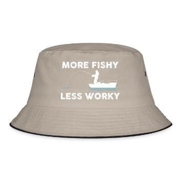 Angler Boot Witz - Bucket Hat - Khaki/Schwarz - Vorne