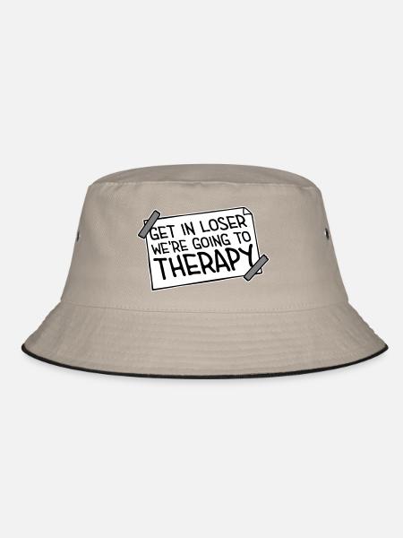 Get In Loser We're Going To Therapy Therapie Logo - Bucket Hat - khaki/black - Front