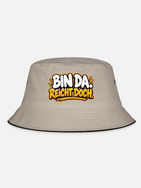 Bin da. Reicht doch. – Lustiger Spruch - Bucket Hat - Khaki/Schwarz