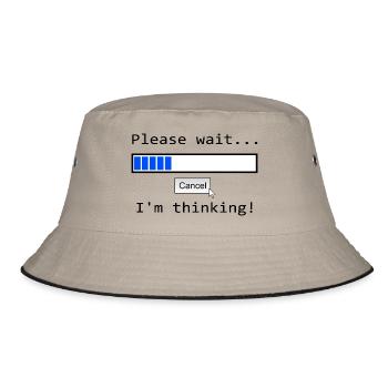Blauer Fortschrittsbalken mit Abbrechen-Option - Bucket Hat - Khaki/Schwarz - Vorne