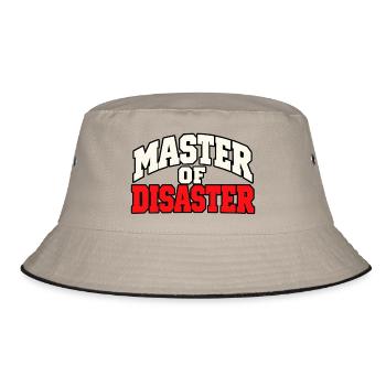 Master of Disaster – Lustiger Chaos Spruch - Bucket Hat - Khaki/Schwarz - Vorne