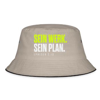 Sein Werk. Sein Plan. – Epheser 2,10 - Bucket Hat - Khaki/Schwarz - Vorne