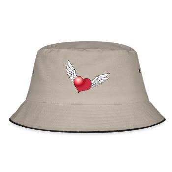 a winged heart - Bucket Hat - khaki/black - Front