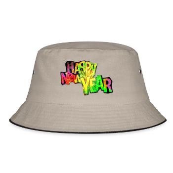 Happy New Year - Bucket Hat - Khaki/Schwarz - Vorne