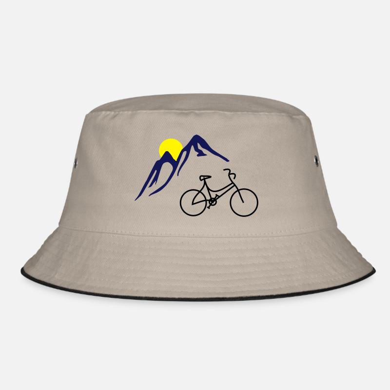 Fahrrad, Berge und Sonne Bucket Hat