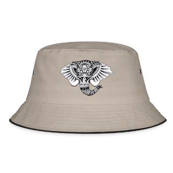Aufwändige Elephant Drawing - Bucket Hat - Khaki/Schwarz - Vorne