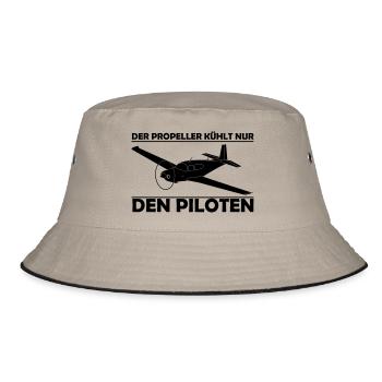 Mooney Motorflugzeug Geschenk - Bucket Hat - Khaki/Schwarz - Vorne