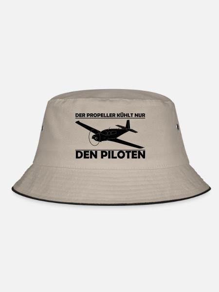 Mooney Motorflugzeug Geschenk - Bucket Hat - Khaki/Schwarz - Vorne
