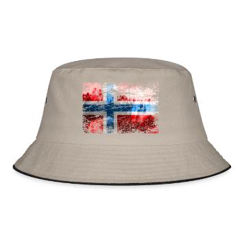 Norwegische Flagge - Bucket Hat - Khaki/Schwarz - Vorne