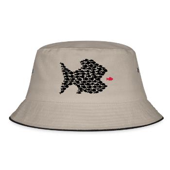 fish, fish swarm angler fishing democracy - Bucket Hat - khaki/black - Front