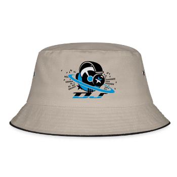 DJ turntable console with headphones and - Bucket Hat - khaki/black - Front