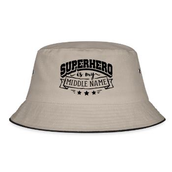Superhero my Name - Bucket Hat - Khaki/Schwarz - Vorne