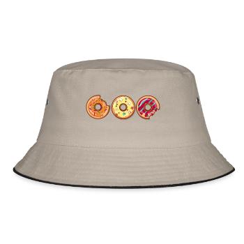 Donut Muffin Coole Kuchen Bild Bunt Geschenkidee - Bucket Hat - Khaki/Schwarz - Vorne