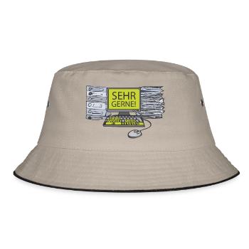 PC - Sehr gerne - grün - Akten - Bucket Hat - Khaki/Schwarz - Vorne