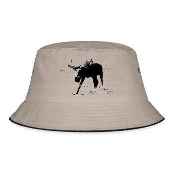 Elk Shirt / / Sweden Shirt / / Norway T Shirt - Bucket Hat - khaki/black - Front