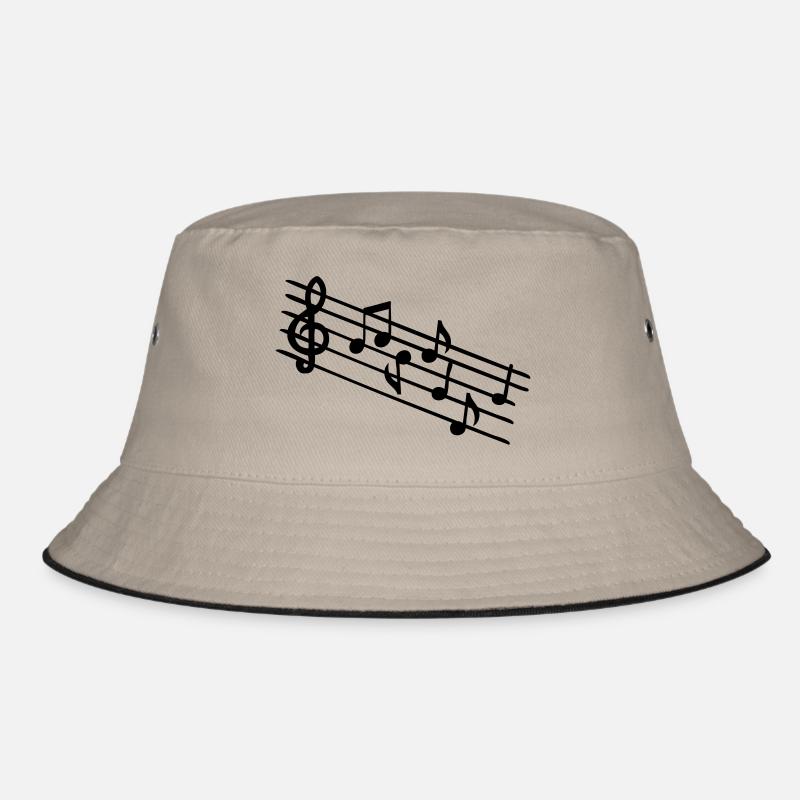 Musik Notensymbol - Bucket Hat - Khaki/Schwarz