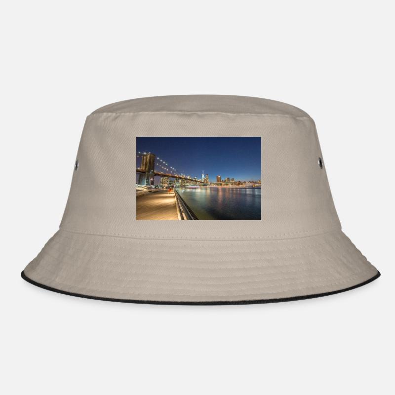 Panoramic View Brooklyn Bridge and Skyline Bucket Hat