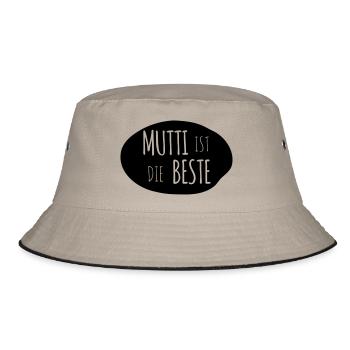 Mutti ist die Beste 1c - Bucket Hat - Khaki/Schwarz - Vorne