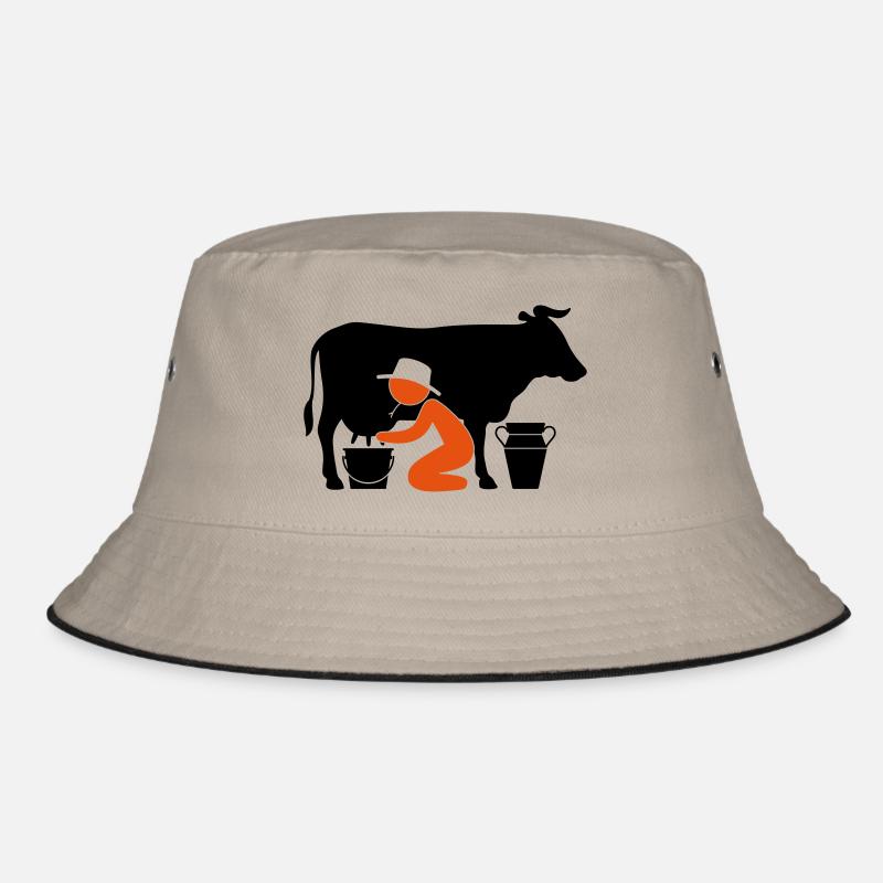 Farmer at milking a cow Bucket Hat