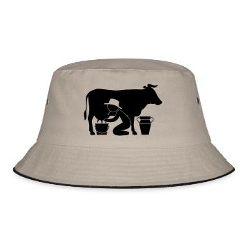 Farmer at milking a cow - Bucket Hat - khaki/black - Front