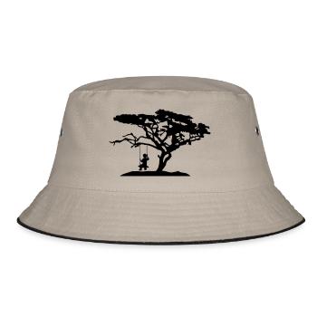 silhouette tree africa savanna lonely sad long - Bucket Hat - khaki/black - Front
