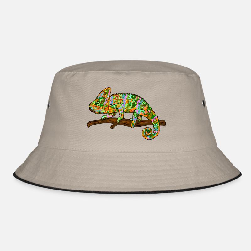 Chamäleon Exotisch - Bucket Hat - Khaki/Schwarz
