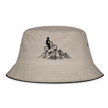 bike ride mountain bike mountains mountainous high above - Bucket Hat - khaki/black - Front