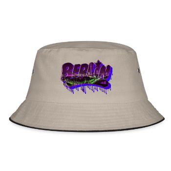 Berlin Graffiti Schriftzug - Bucket Hat - Khaki/Schwarz - Vorne