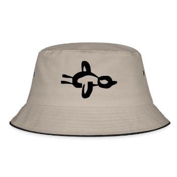 Abstrakte Zeichnung - Vogel im Flug - Bucket Hat - Khaki/Schwarz - Vorne