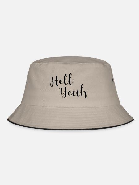 Hell yeah lettering - Bucket Hat - khaki/black - Front