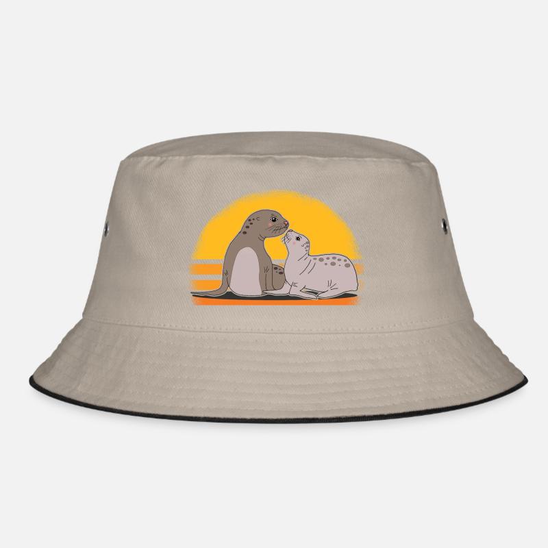 Robbe mit Baby niedliche Seehunde Robben Geschenk Bucket Hat