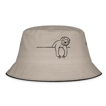 Comic Faultier Mauer - Bucket Hat - Khaki/Schwarz - Vorne