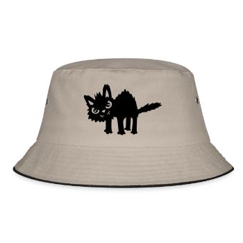 Evil funny cat - Bucket Hat - khaki/black - Front