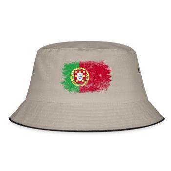 Portugal Flag Brush Stroke Art - Bucket Hat - khaki/black - Front