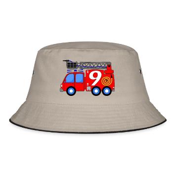 Fire engine 9 birthday children - Bucket Hat - khaki/black - Front
