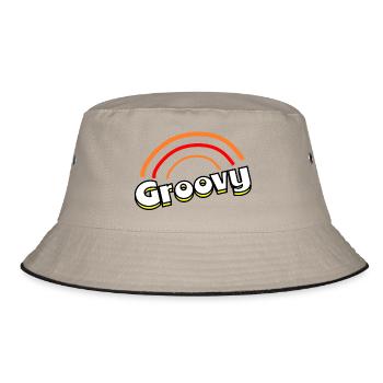 Groovy 70er Jahre - Bucket Hat - Khaki/Schwarz - Vorne