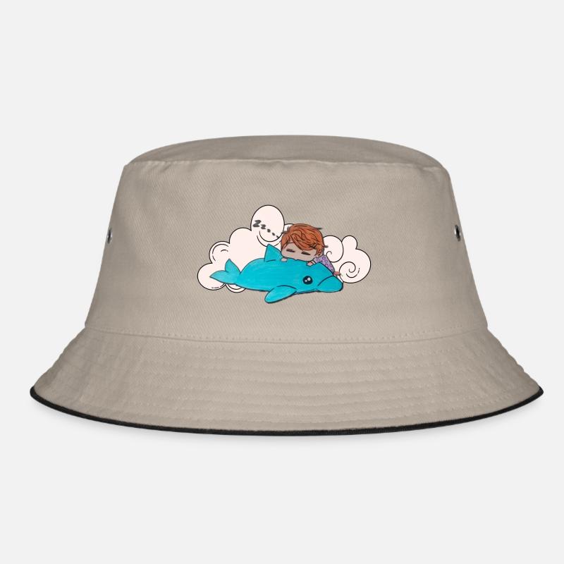 Schlafendes Kind auf blauem Delfin  Bucket Hat