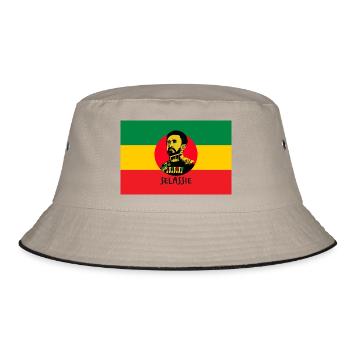 REGGAE FLAG - HAILE SELASSIE - JAH RASTAFARI - Bucket Hat - khaki/black - Front